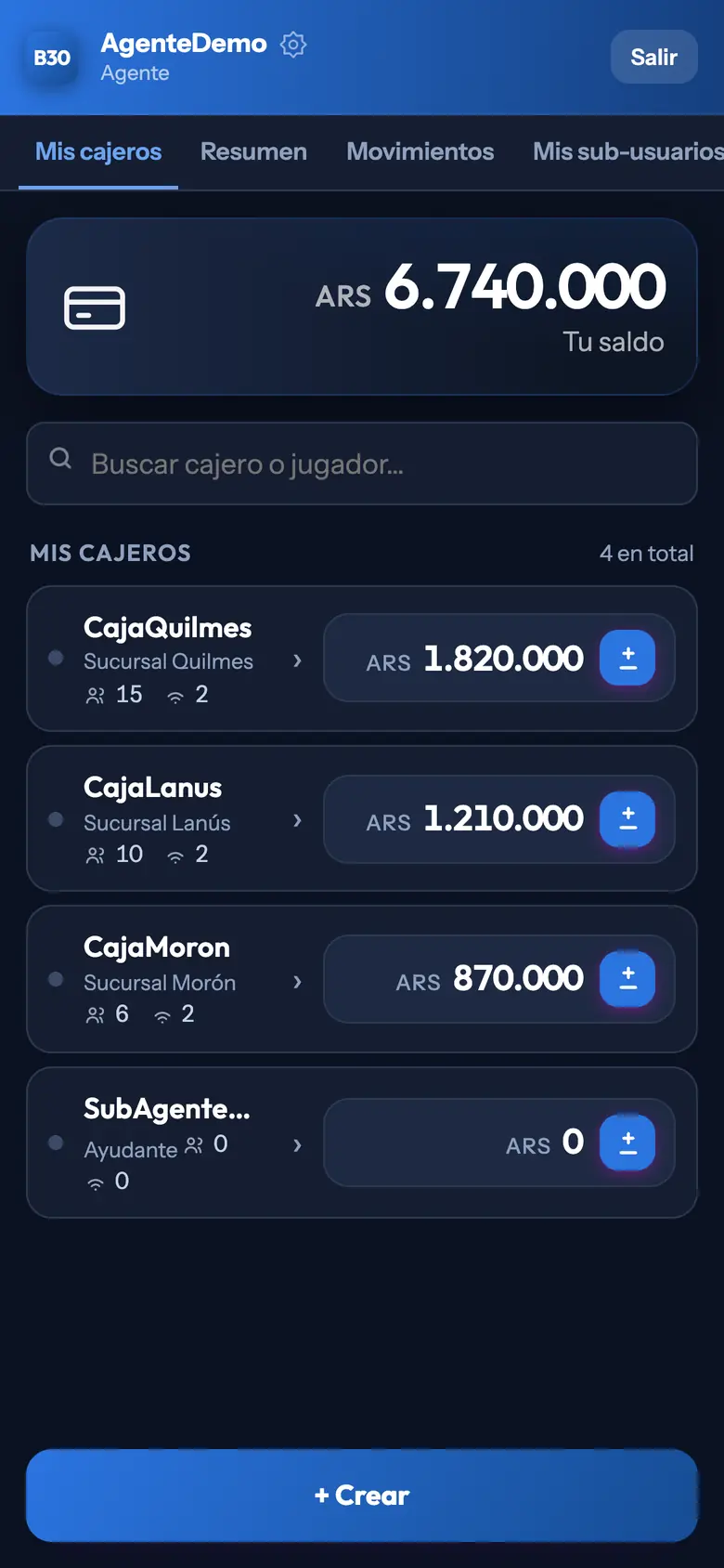 Panel de Bet30: la caja con el saldo nuevo