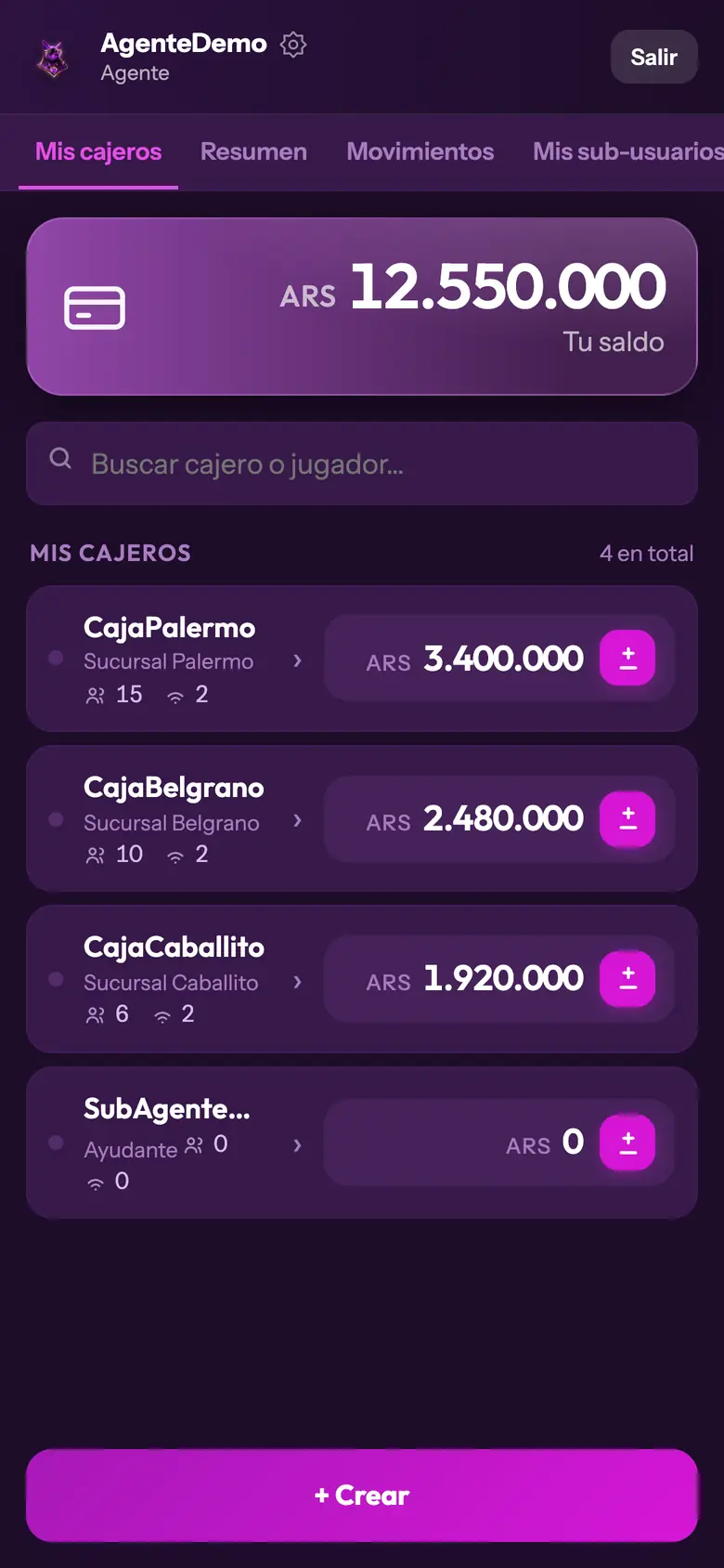 Panel de Ganamos: la caja con el saldo nuevo