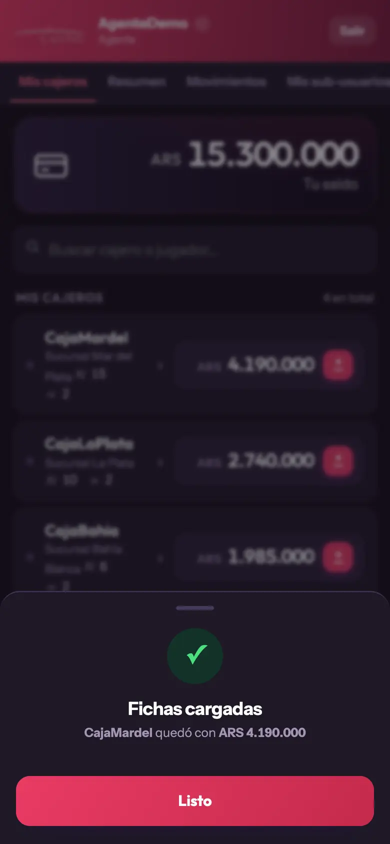 Panel de Casino Zeus: carga confirmada